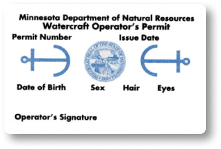 Minnesota watercraft operator card on white background.