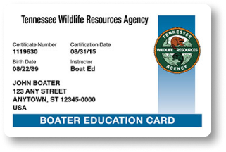Illustration of the Tennessee boater education certificate.