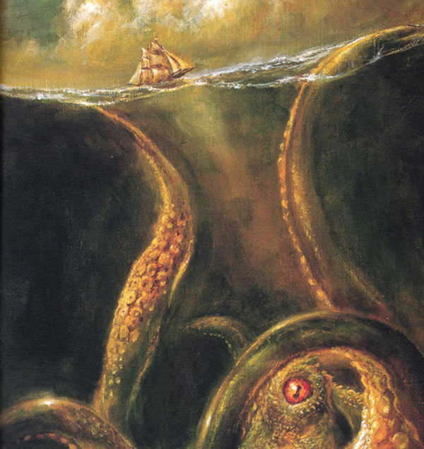 Image of the Kraken, mythical sea monsters concept. 