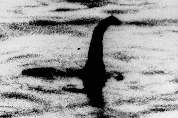 A grainy picture of the Loch Ness Monster, one of the most famous mythical sea monsters. 
