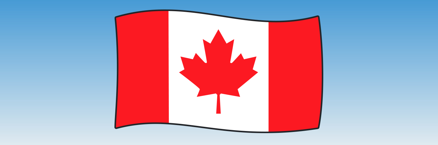 Illustration of the Canadian flag, how to get a boating license in Toronto concept. 