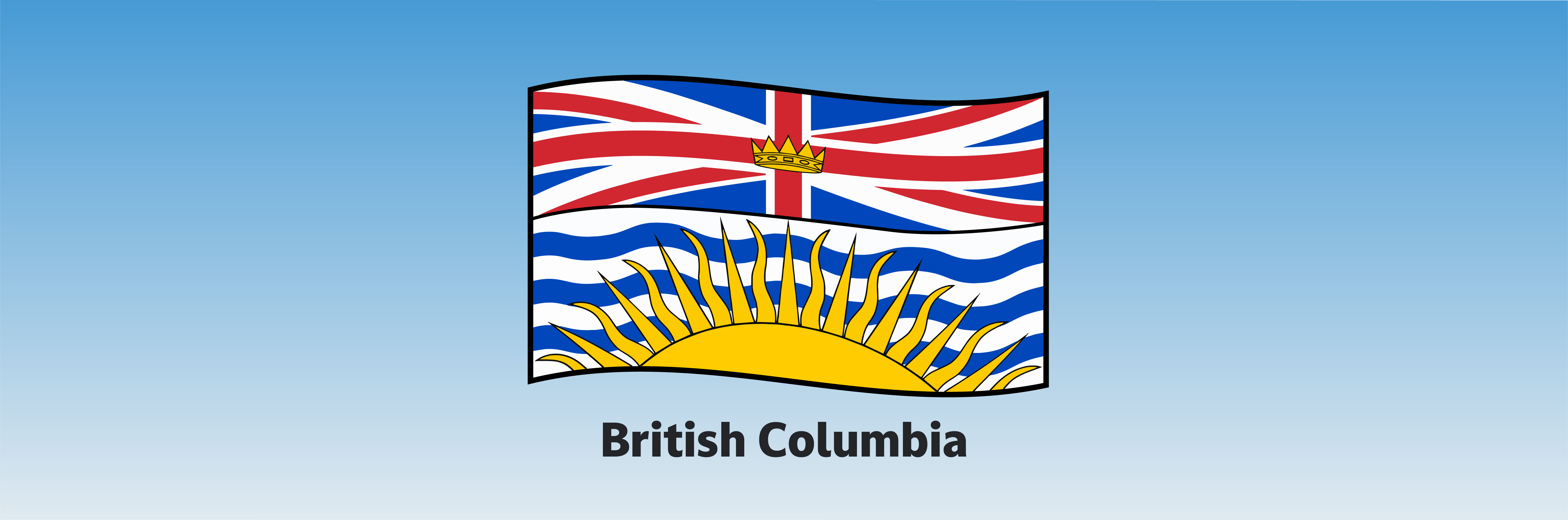 Illustration of the BC flag, how to get a British Columbia boating license concept. 