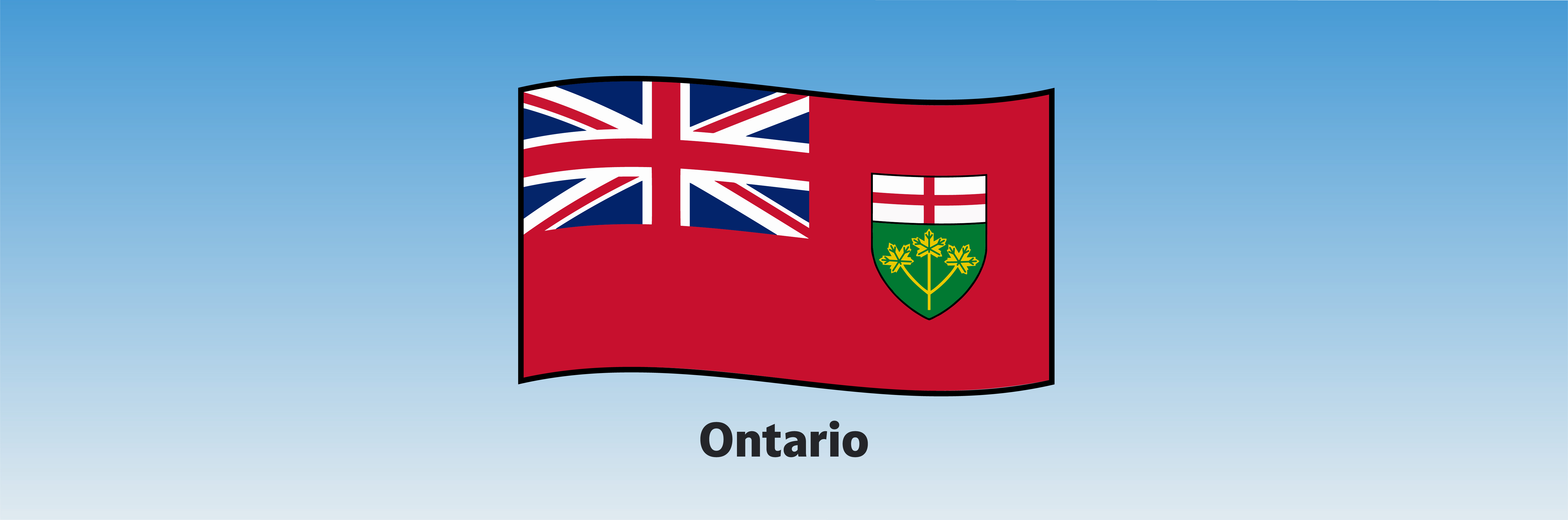 Illustration of the Ontario flag, how to get your Ontario boating license concept. 