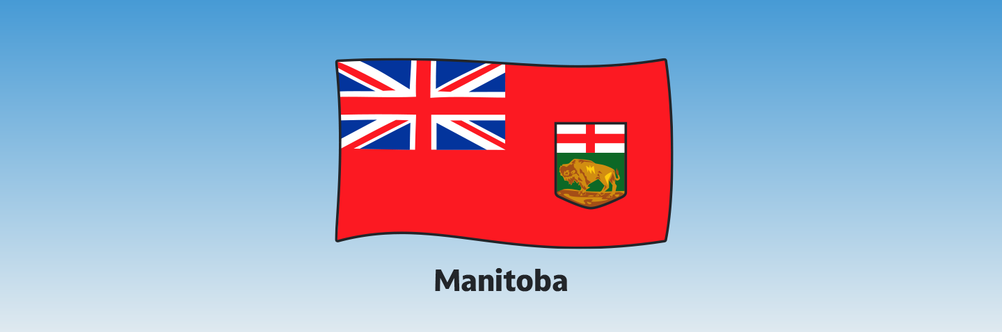 Illustration of the Manitoba province flag, how long does the Manitoba boating license test take concept. 
