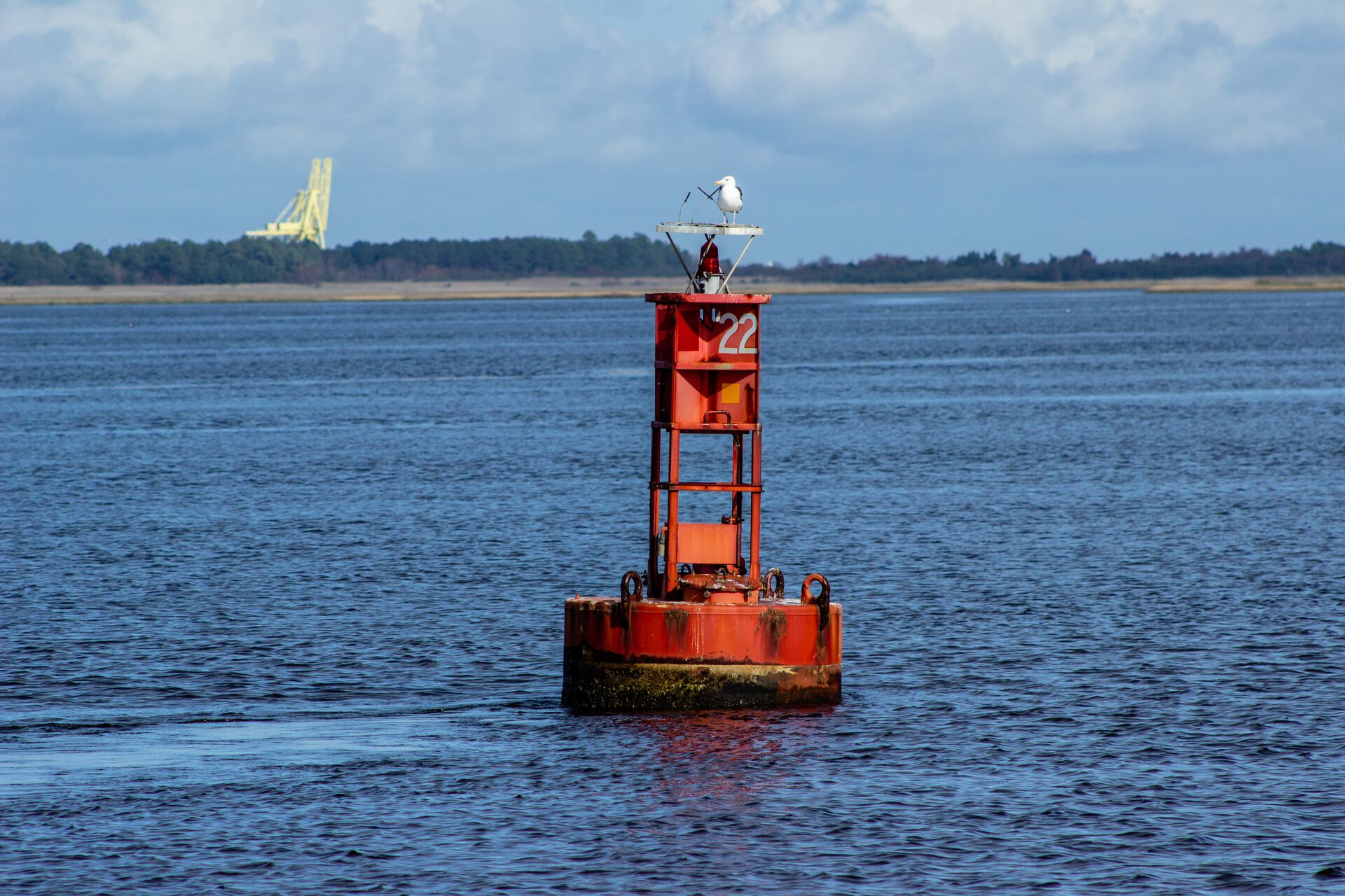Red buoy with even number, take the boating license practice test concept. 