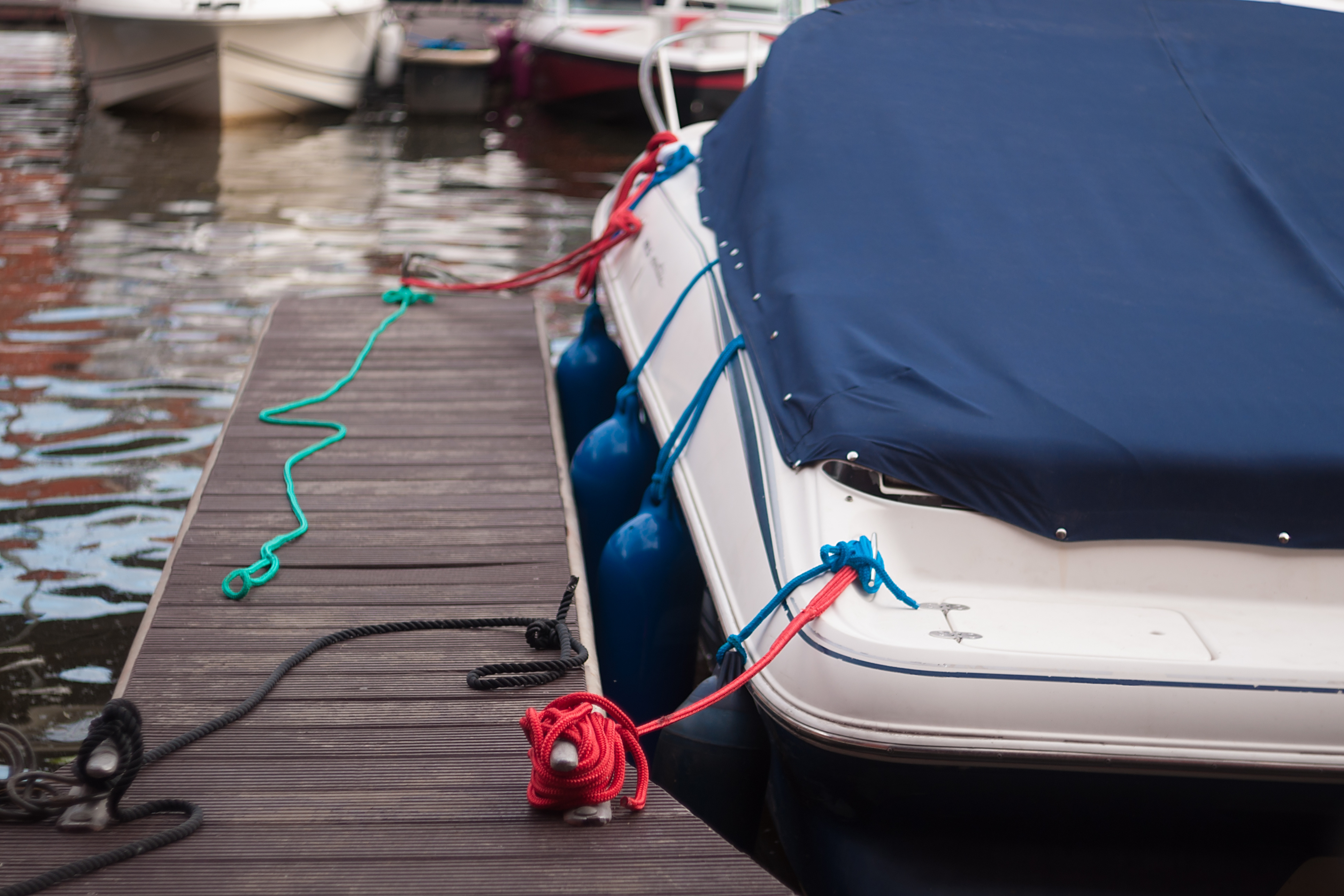 A covered boat after wintering a boat. 