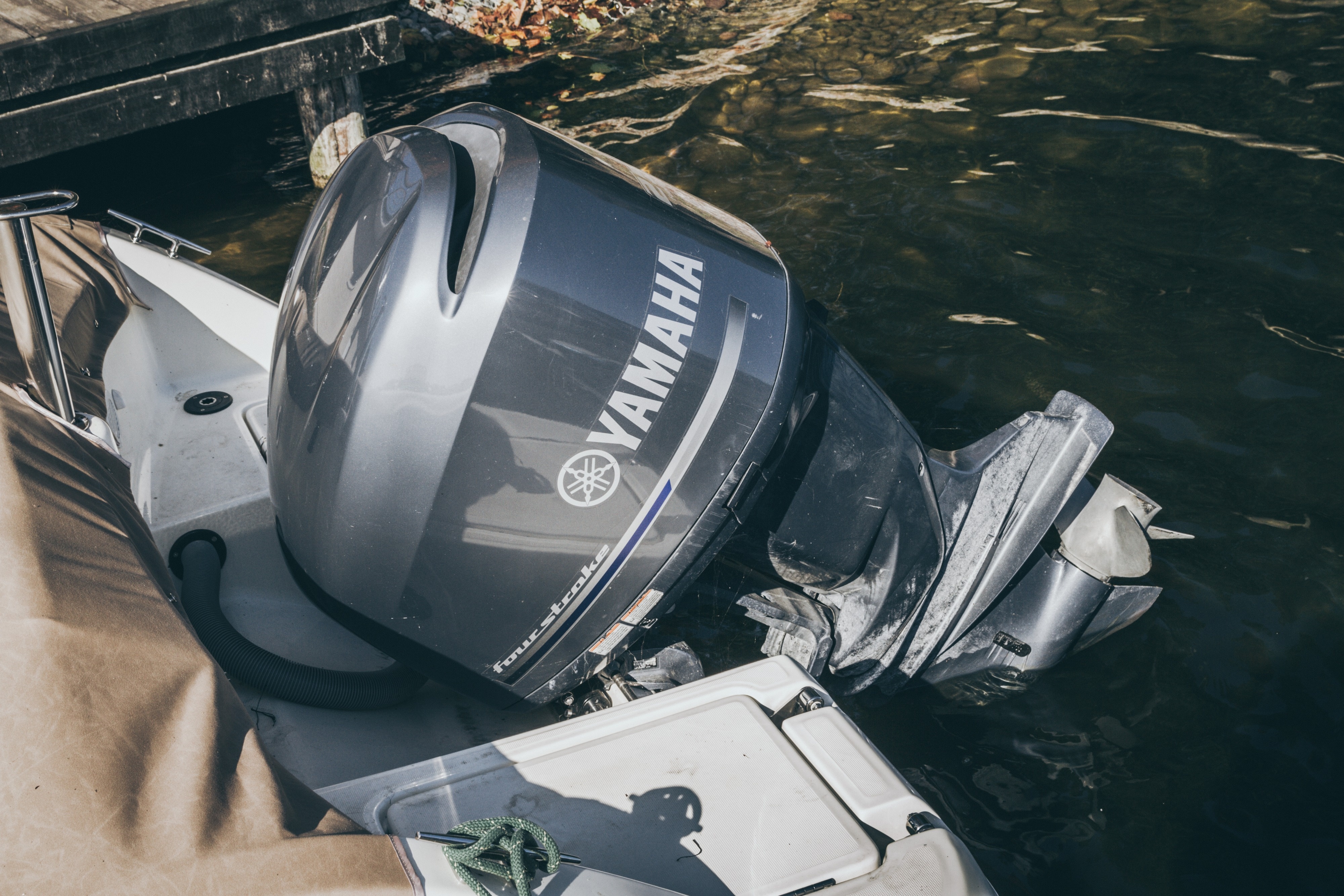 A boat's outboard motor, how do you winterize a boat concept. 