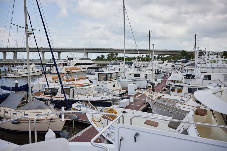 Multiple boats at the dock, Canada boat safety course concept. 