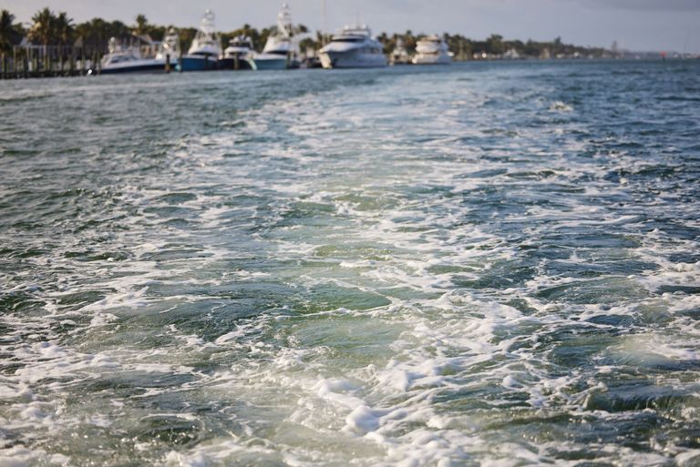 A current in the water, rip currents concept. 