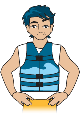 Illustration of a Type III life jacket, canoe life jacket concept. 