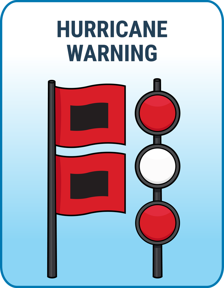 A graphic showing the hurricane warning maritime flag. 